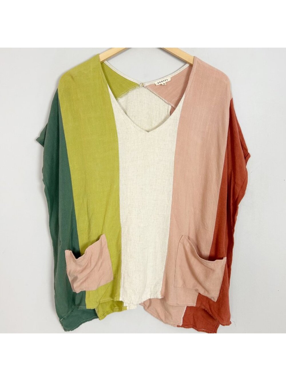 Jodifl Colorful Striped Kaftan Style‎ Top V-neck Relaxed Size Small Women's